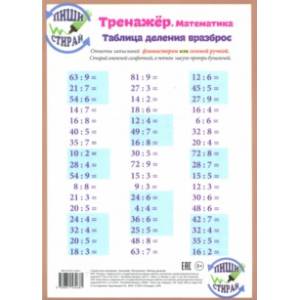 Математика. Таблица деления. Тренажёр, А4 Математика. Таблица деления. Тренажёр, А4