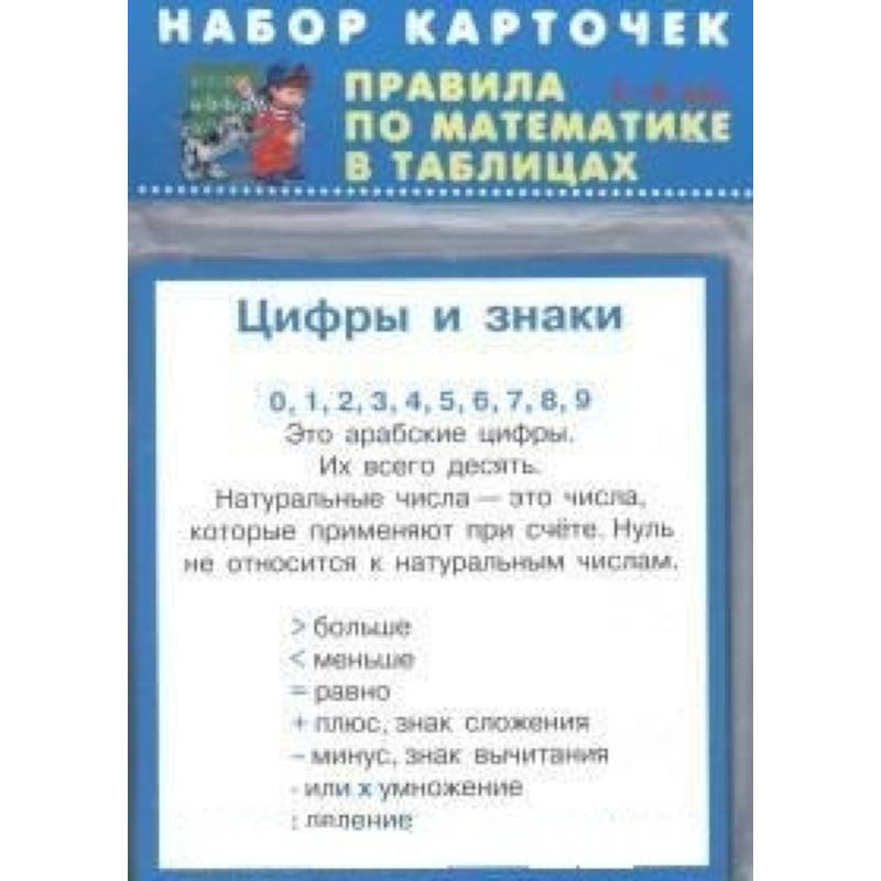 Правила по математике. 1-4 классы. Комплект из 28 карточек