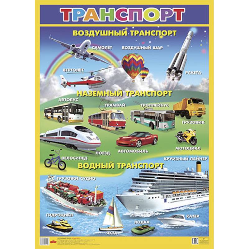 Плакат. Транспорт, - ОБУЧАЮЩИЕ КАРТОЧКИ И ПЛАКАТЫ Плакат. Транспорт, - ОБУЧАЮЩИЕ КАРТОЧКИ И ПЛАКАТЫ