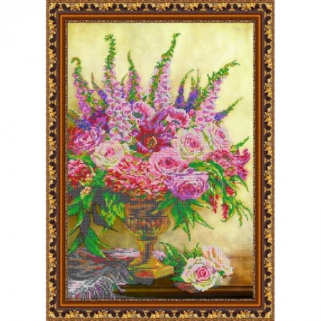 Домашний мастер, книга «Светлица» набор для вышивания бисером №153 «Цветы в вазе» бисер Чехия 34,1x47,7 см купить по скидке