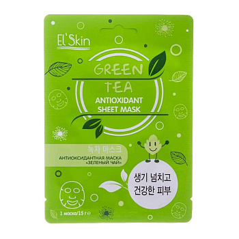 El`Skin Антиоксидантная тканевая маска Зеленый чай, 15 г