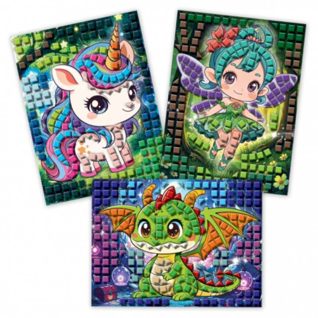 Аппликации и лепка, книга Разноцветная мозаика 3 в 1. Дракончик. Фея. Единорог купить по скидке