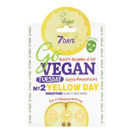 7DAYS GoVegan Tuesday No2. Yellow Day увлажняющая тканевая маска для лица, 25г