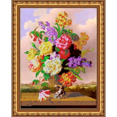 Домашний мастер, книга «Светлица» набор для вышивания бисером №281 «Поэзия цветов» бисер Чехия 25x30,9 см купить по скидке