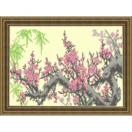 Домашний мастер, книга «Светлица» набор для вышивания бисером №034 «Сакура» бисер Чехия 36,6x18,8 см купить по скидке