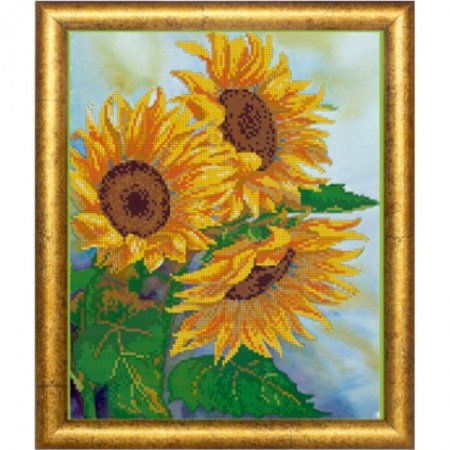Домашний мастер, книга «Светлица» набор для вышивания бисером №511 «Подсолнухи» бисер Чехия 24x30 см купить по скидке