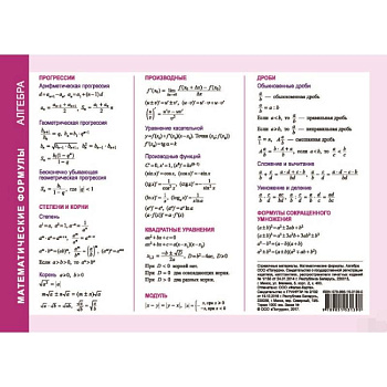 Справочные материалы. Математические формулы. Алгебра