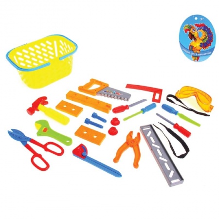 Письмо, мелкая моторика, книга Набор инструментов в корзине, 22 предмета купить по скидке