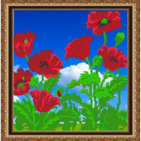 Домашний мастер, книга «Светлица» набор для вышивания бисером №029 «Маки» бисер Чехия 32,9x33,2 см купить по скидке