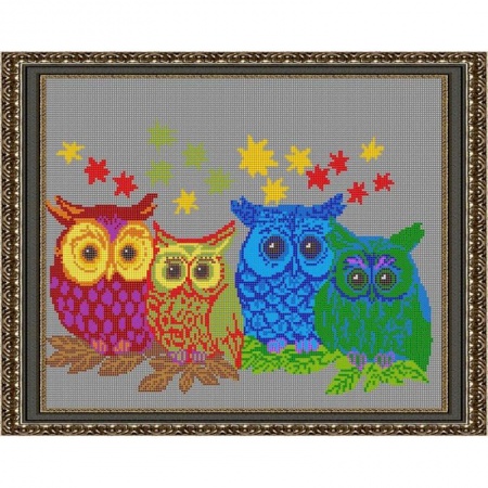 Домашний мастер, книга «Светлица» набор для вышивания бисером №567П «Совушки» бисер Чехия 38x30см купить по скидке