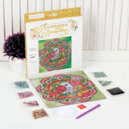 Рисование, живопись, книга Алмазная вышивка мандала 'Птичка' с частичным заполнением, 20x20 см купить по скидке