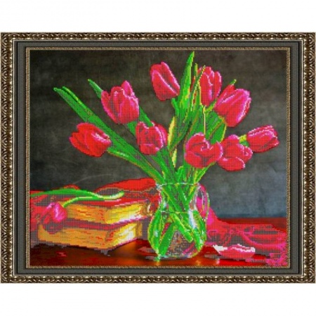 Домашний мастер, книга «Светлица» набор для вышивания бисером №245 «Букет тюльпанов» бисер Чехия 48,2x39 см купить по скидке